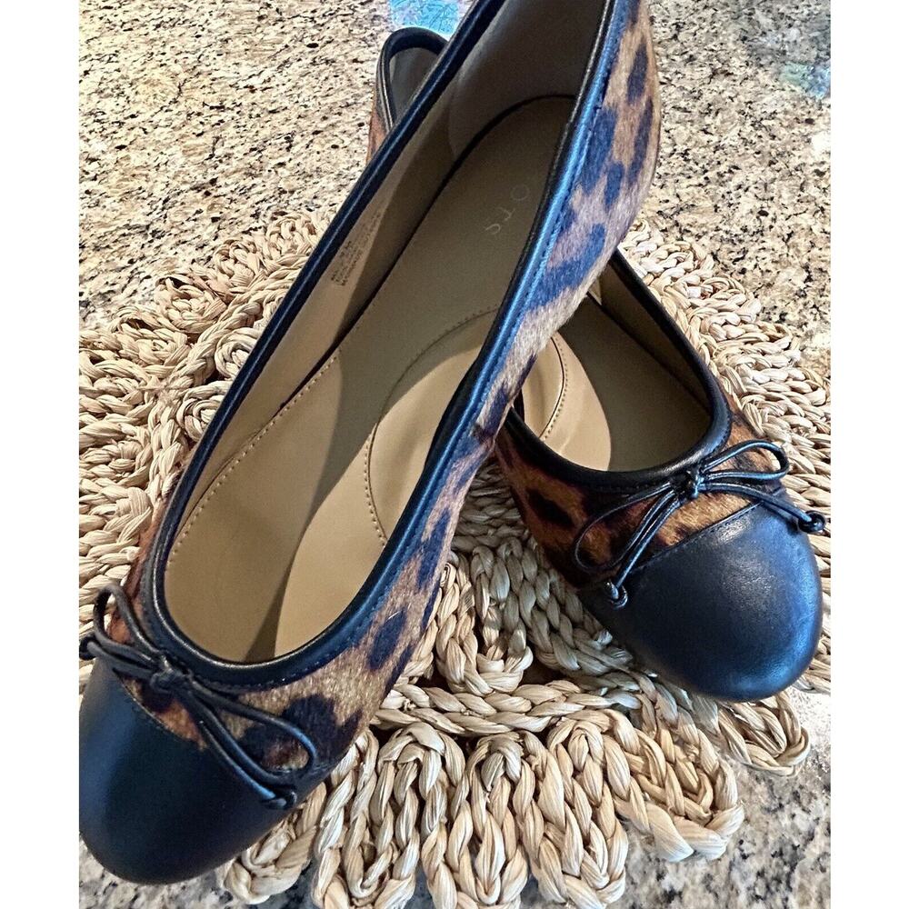 TALBOTS Leopard Print‎ Calf Hair Leather Ballet Flat Cap Toe Women 9 Brazil EUC